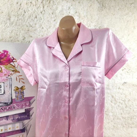 LARGE {Juicy Couture} Pink Satin Pajama Set - Picture 3 of 4